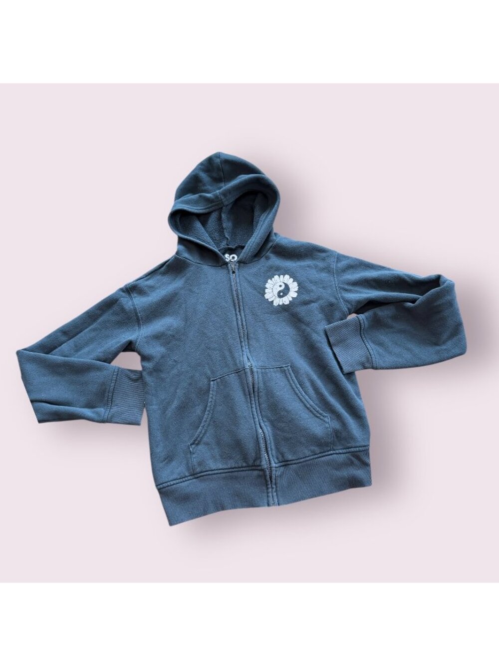 SO Full Zip Up Hoodie Girl's Yin Yang Sunflower Zip Up